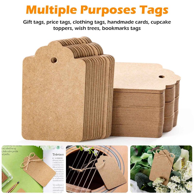 Primbeeks 100pcs Premium Gift Tags, Double-Sided Available Kraft Paper Price Tags with 100 Root Natural Jute Twine, Craft Labels Treats for Wedding Christmas Day Thanksgiving - Image 5